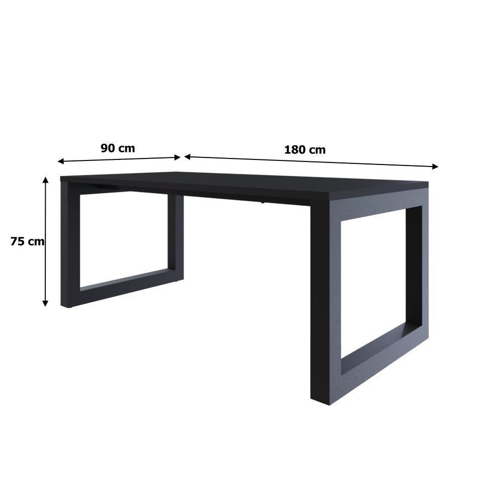 Mesa De Jantar Bronx 180x90x77cm Brmj9180 Preto Tx - Est.preta Preto Tx/est.preta - 6