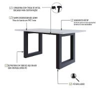 Mesa De Jantar Bronx R 160x90x77cm Brmj9160r Branco Tx - Est.preta Branco Tx/est.preta - 3
