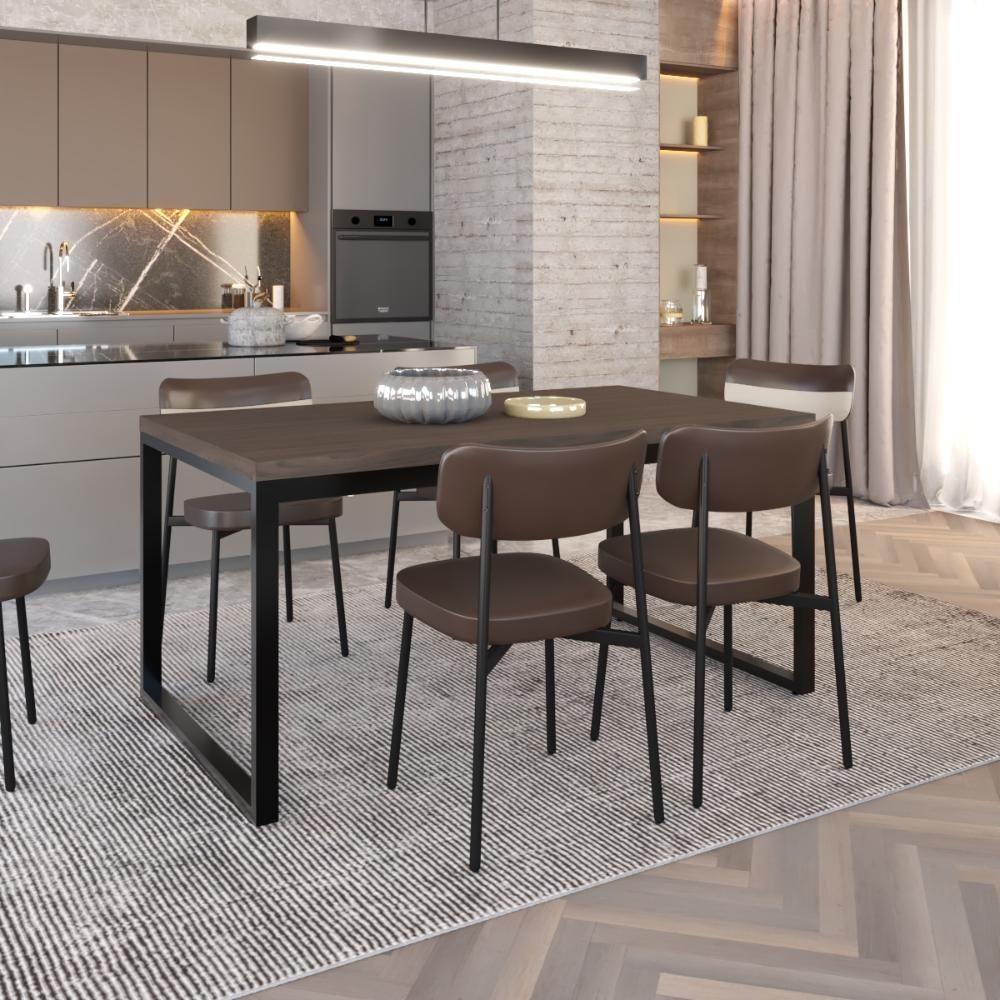 Mesa De Jantar Yon 160 X 90 X 76 Cm Terracota/est.preta Terracota/est.preta - 2