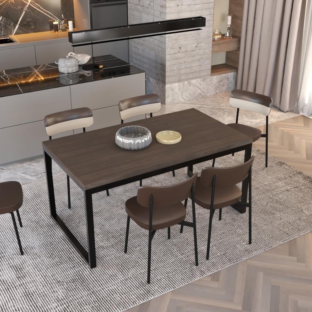 Mesa De Jantar Yon 160 X 90 X 76 Cm Terracota/est.preta Terracota/est.preta - 4