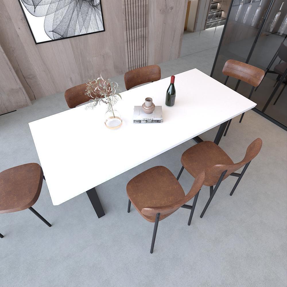 Mesa De Jantar Queens Rg2 200x90x77cm Qemj9200rg2 Branco Tx - Est.preta Branco Tx/est.preta - 4