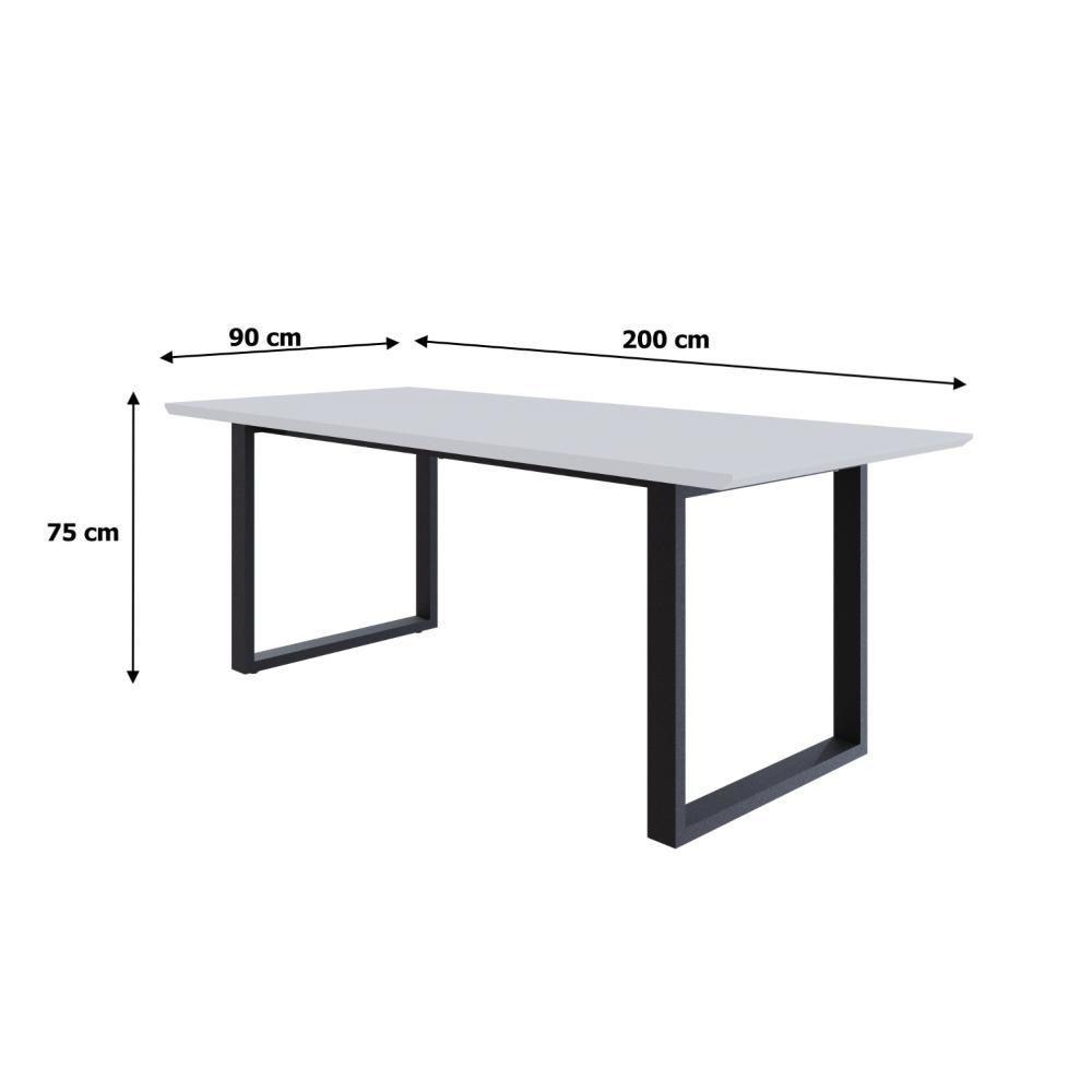 Mesa De Jantar Queens Rg2 200x90x77cm Qemj9200rg2 Branco Tx - Est.preta Branco Tx/est.preta - 6
