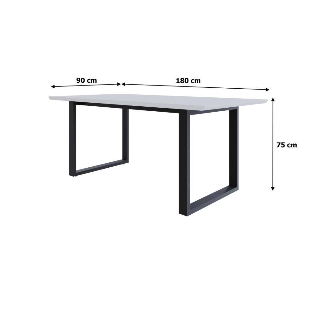 Mesa De Jantar Queens Rg2 180x90x77cm Qemj9180rg2 Branco Tx - Est.preta Branco Tx/est.preta - 6