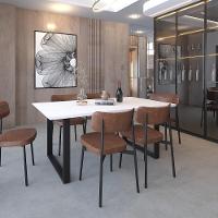 Mesa De Jantar Queens Rg2 180x90x77cm Qemj9180rg2 Branco Tx - Est.preta Branco Tx/est.preta - 2