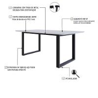 Mesa De Jantar Queens Rg2 180x90x77cm Qemj9180rg2 Branco Tx - Est.preta Branco Tx/est.preta - 3