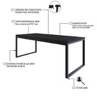 Mesa De Jantar Yon 200 X 90 X 76 Cm Preto Tx/est.preta Preto Tx/est.preta - 3