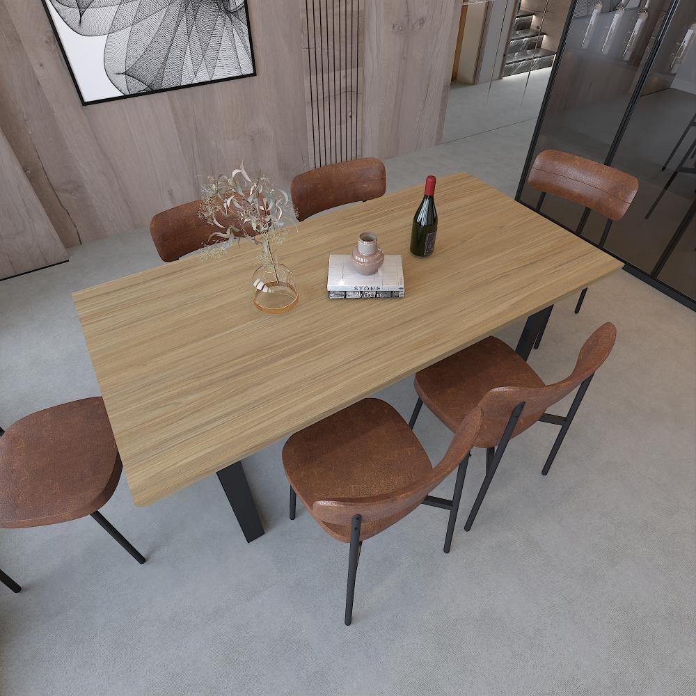 Mesa De Jantar Queens Rg2 180x90x77cm Qemj9180rg2 Vermont Oak - Est.preta Vermont Oak/est.preta - 3