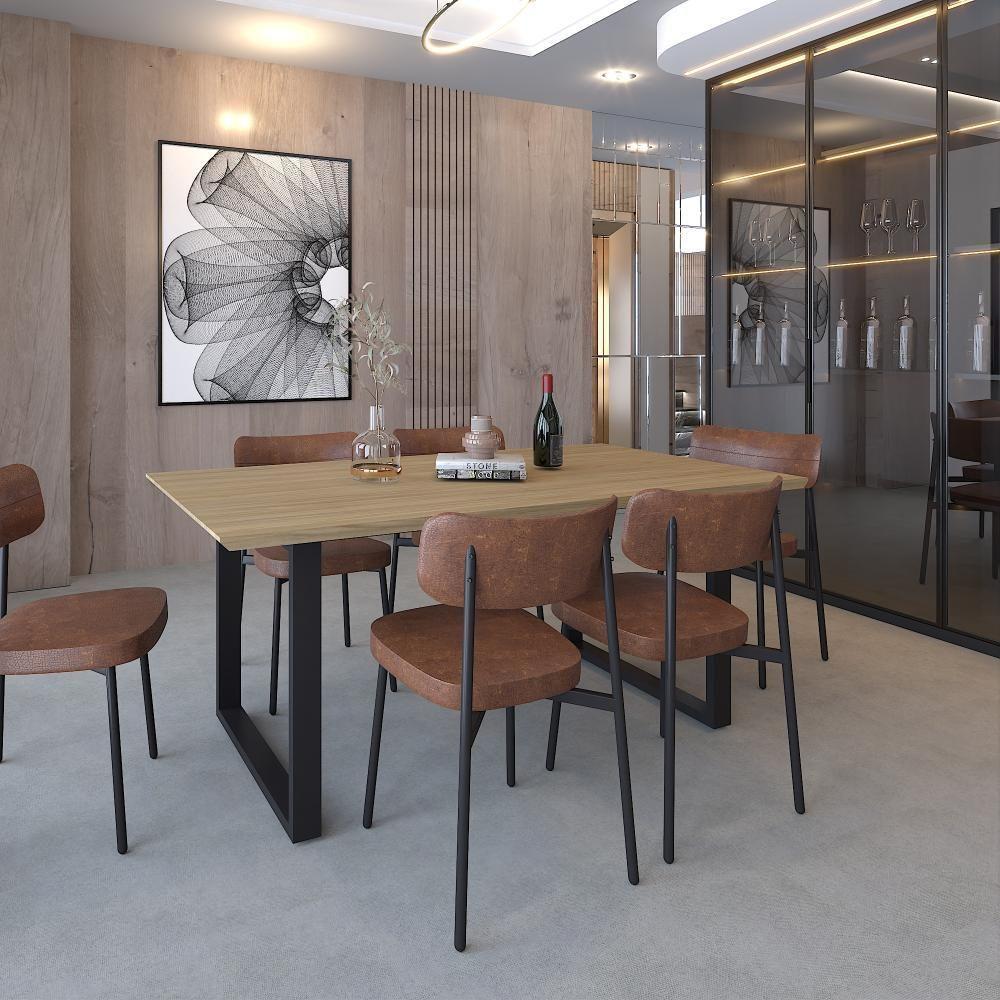 Mesa De Jantar Queens Rg2 180x90x77cm Qemj9180rg2 Vermont Oak - Est.preta Vermont Oak/est.preta - 6