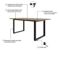 Mesa De Jantar Queens Rg2 180x90x77cm Qemj9180rg2 Vermont Oak - Est.preta Vermont Oak/est.preta - 2