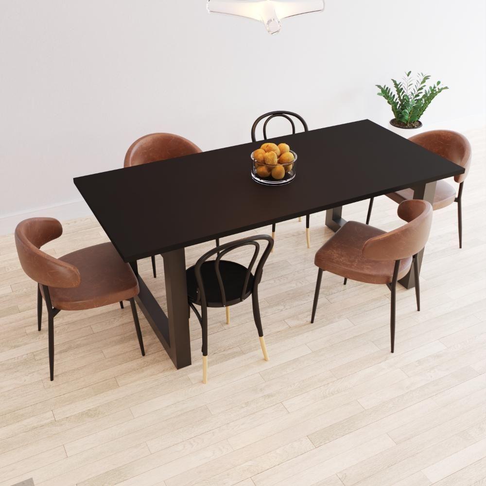 Mesa De Jantar Bronx R 200x90x77cm Brmj9200r Preto Tx - Est.preta Preto Tx/est.preta - 4