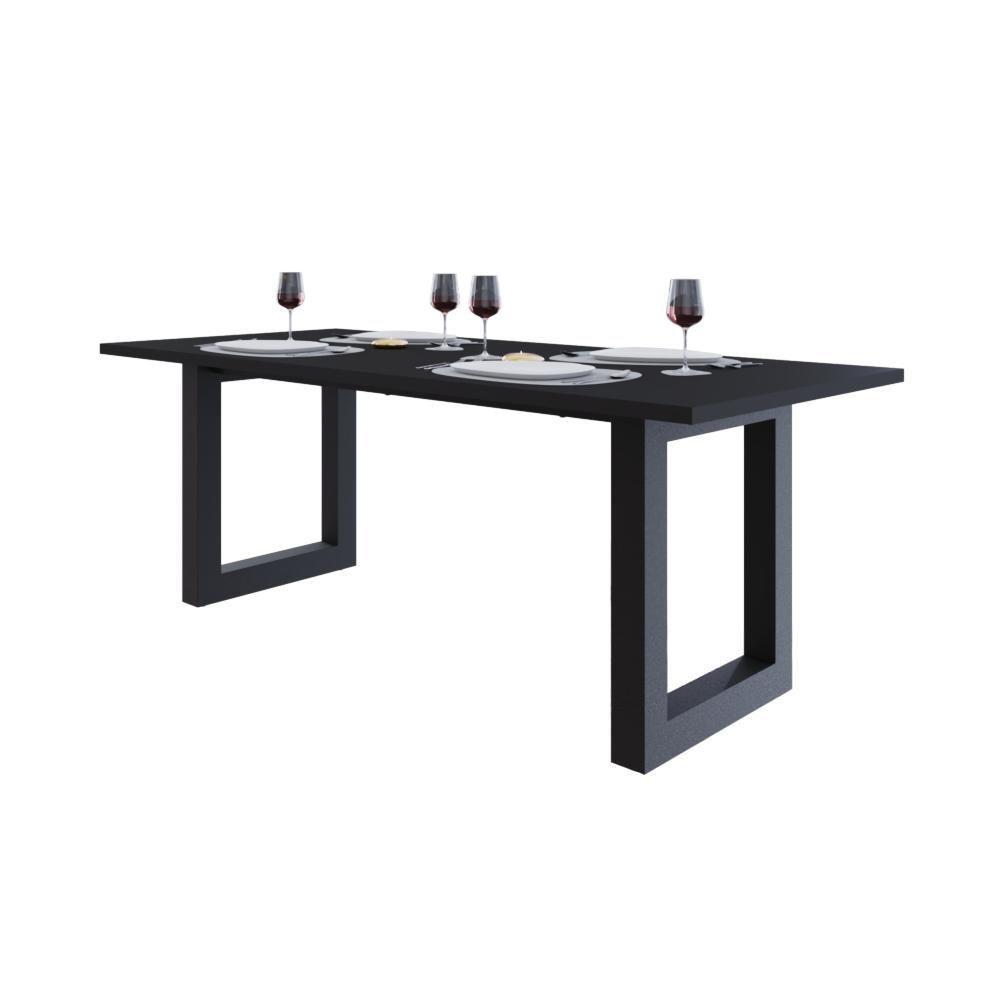 Mesa De Jantar Bronx R 200x90x77cm Brmj9200r Preto Tx - Est.preta Preto Tx/est.preta - 5