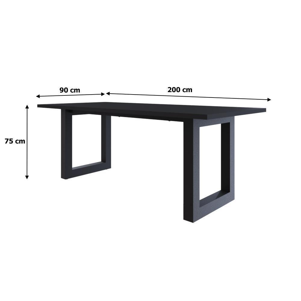 Mesa De Jantar Bronx R 200x90x77cm Brmj9200r Preto Tx - Est.preta Preto Tx/est.preta - 6