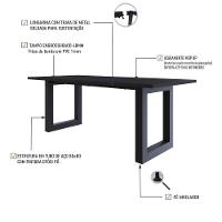 Mesa De Jantar Bronx R 200x90x77cm Brmj9200r Preto Tx - Est.preta Preto Tx/est.preta - 3