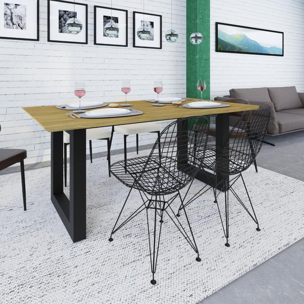 Mesa De Jantar Bronx Rg2 180x90x77cm Brmj9180rg2 Vermont Oak - Est.preta Vermont Oak/est.preta - 2