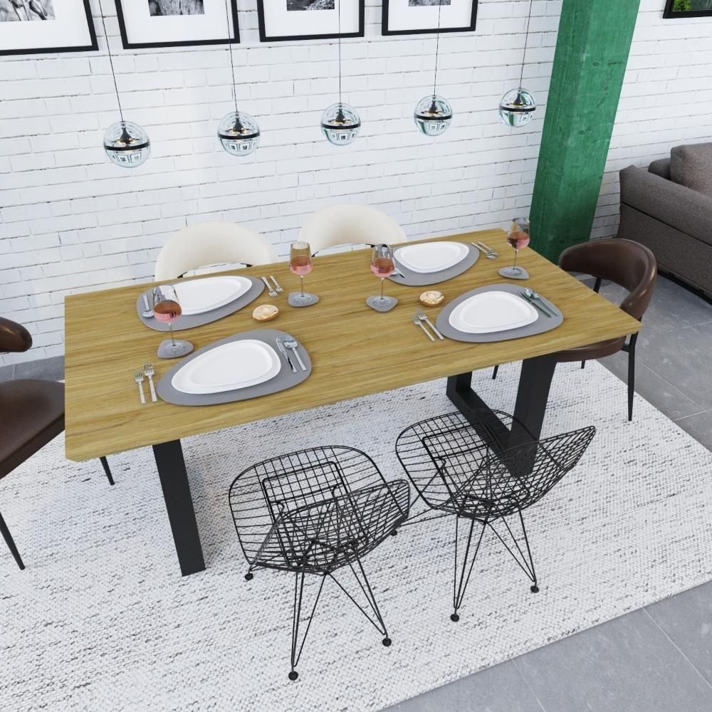 Mesa De Jantar Bronx Rg2 180x90x77cm Brmj9180rg2 Vermont Oak - Est.preta Vermont Oak/est.preta - 4