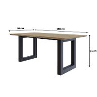 Mesa De Jantar Bronx Rg2 180x90x77cm Brmj9180rg2 Vermont Oak - Est.preta Vermont Oak/est.preta - 6