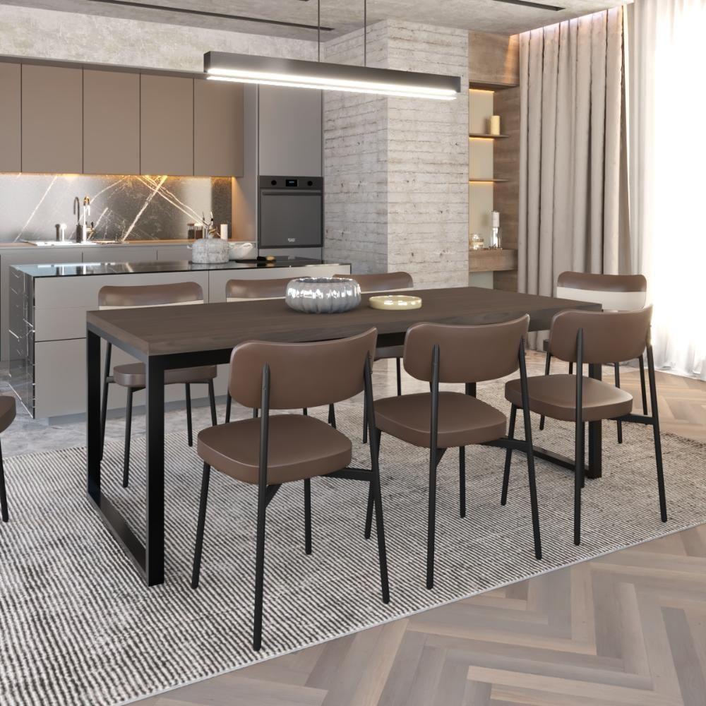 Mesa De Jantar Yon 200 X 90 X 76 Cm Terracota/est.preta Terracota/est.preta - 2