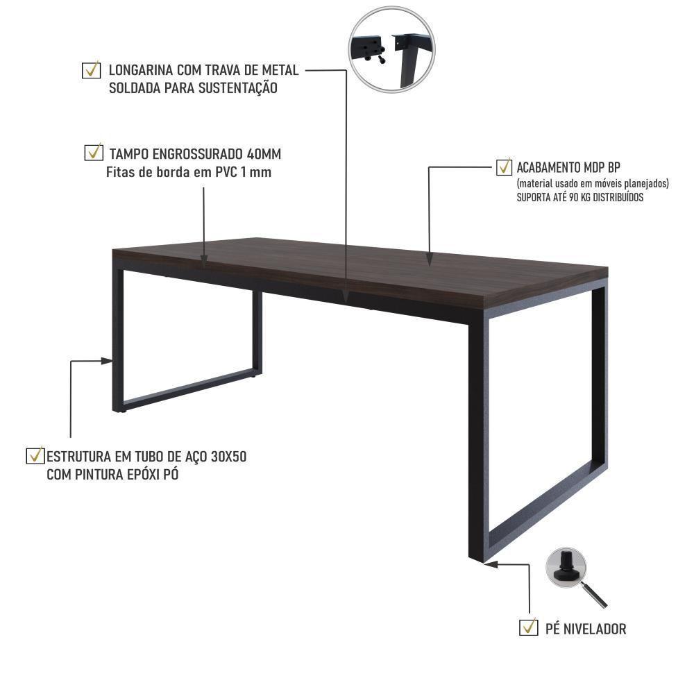 Mesa De Jantar Yon 200 X 90 X 76 Cm Terracota/est.preta Terracota/est.preta - 3