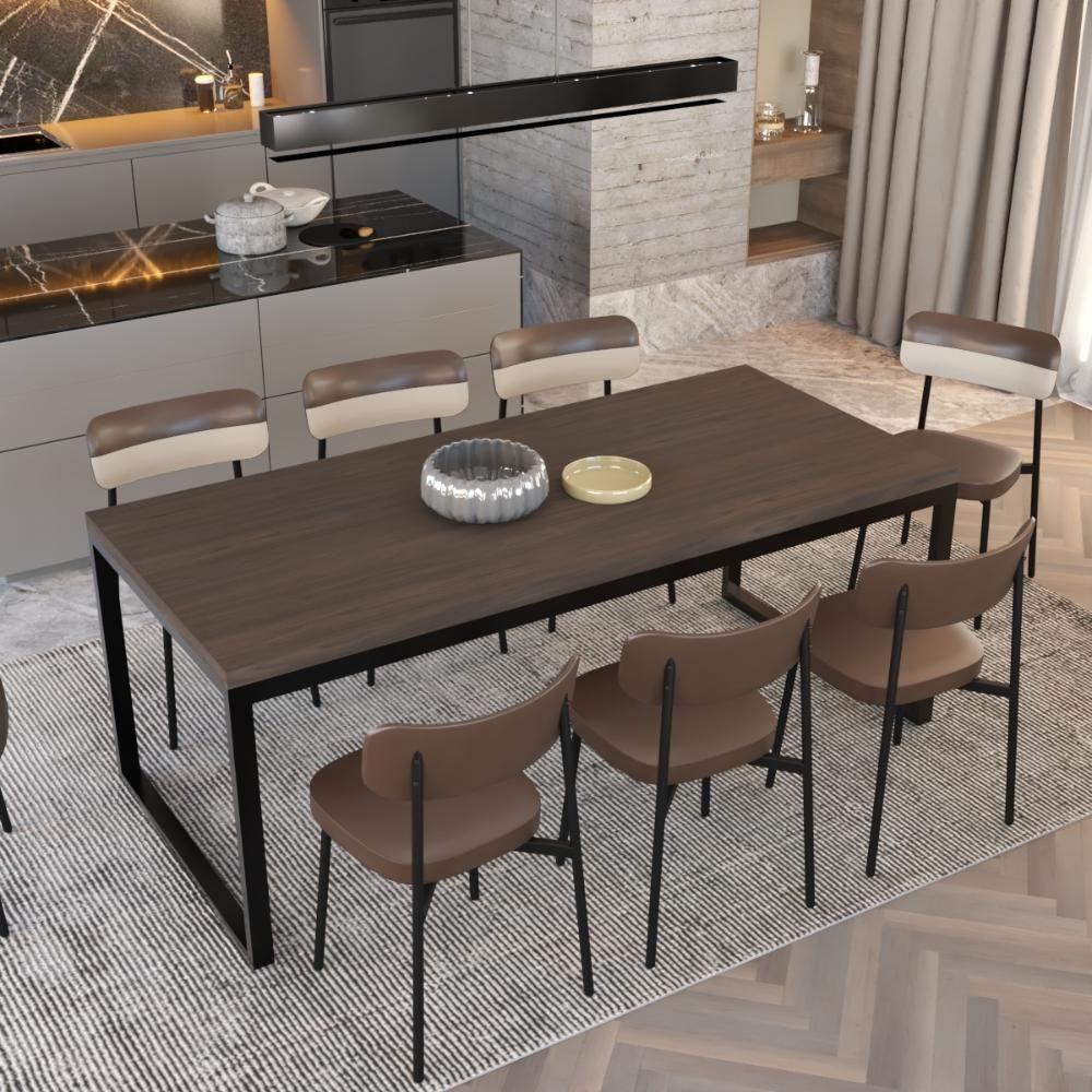 Mesa De Jantar Yon 200 X 90 X 76 Cm Terracota/est.preta Terracota/est.preta - 4