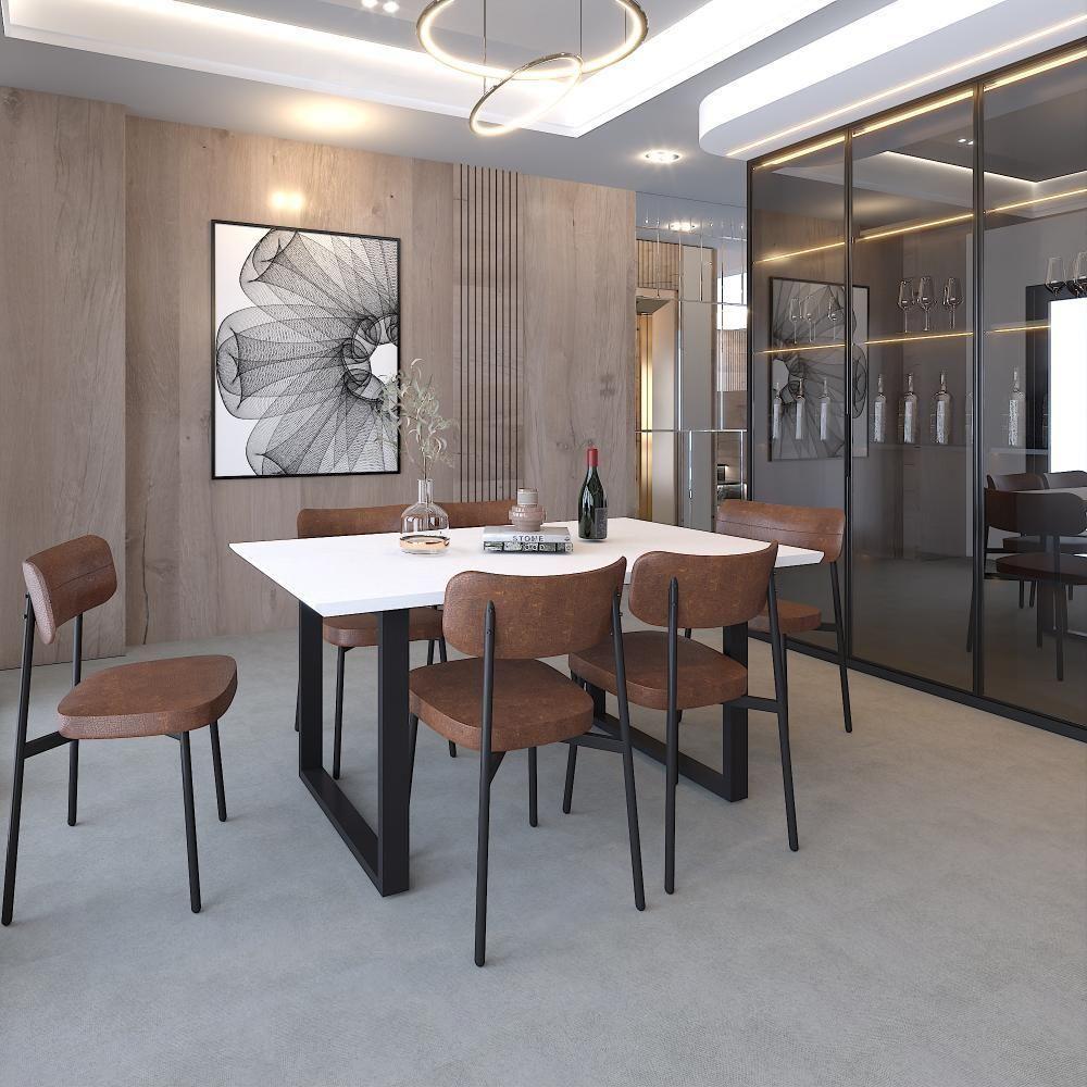 Mesa De Jantar Queens Rg2 160x90x77cm Qemj9160rg2 Branco Tx - Est.preta Branco Tx/est.preta - 2