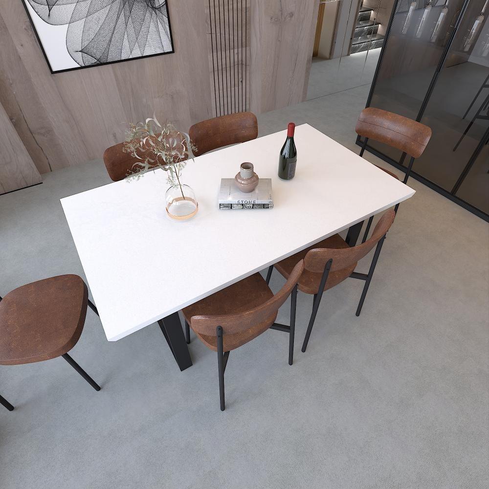 Mesa De Jantar Queens Rg2 160x90x77cm Qemj9160rg2 Branco Tx - Est.preta Branco Tx/est.preta - 4