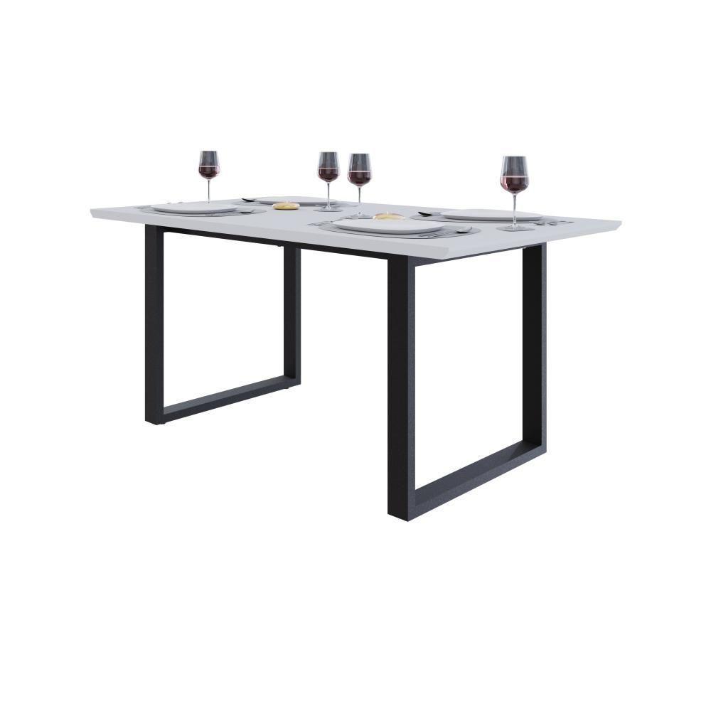 Mesa De Jantar Queens Rg2 160x90x77cm Qemj9160rg2 Branco Tx - Est.preta Branco Tx/est.preta - 5