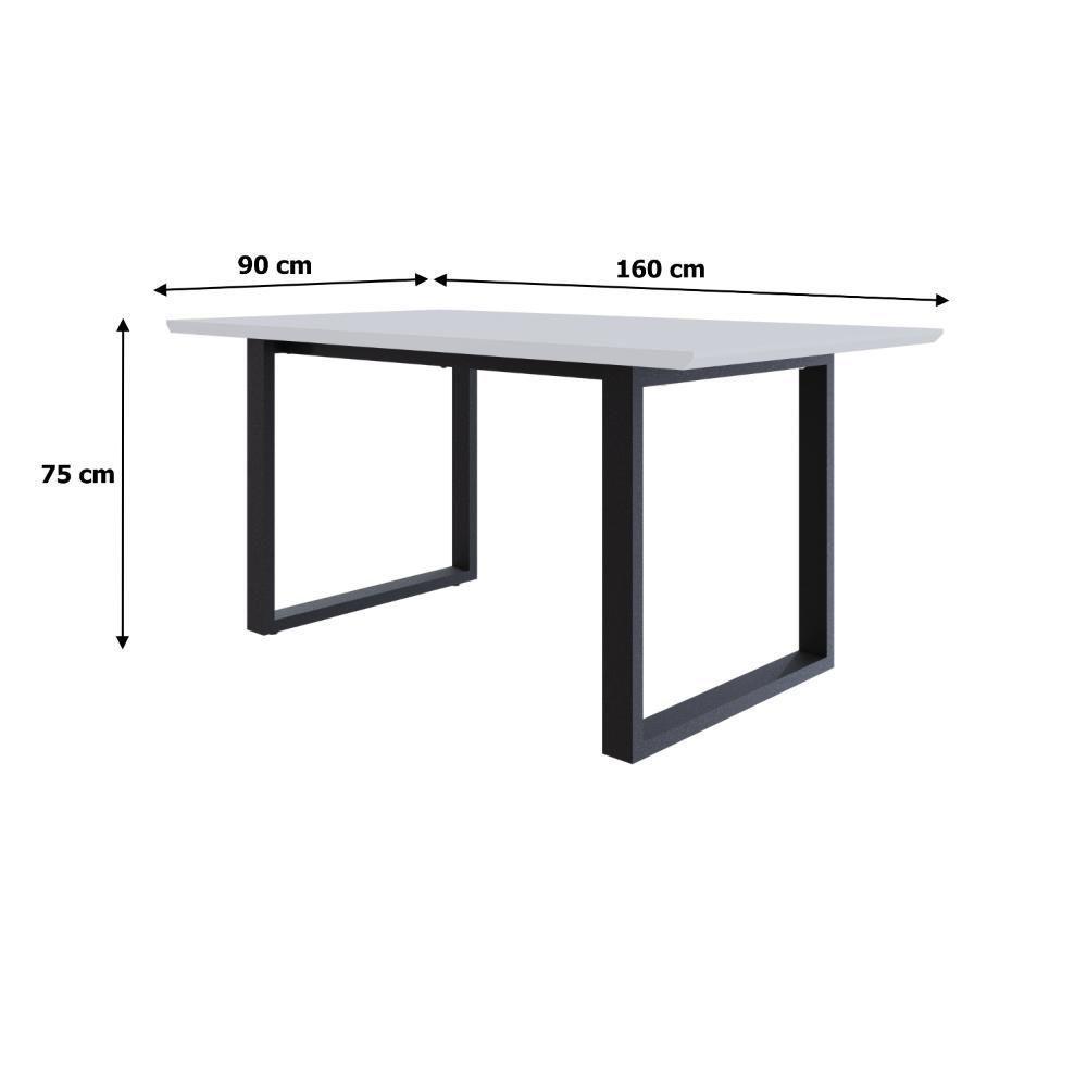 Mesa De Jantar Queens Rg2 160x90x77cm Qemj9160rg2 Branco Tx - Est.preta Branco Tx/est.preta - 6