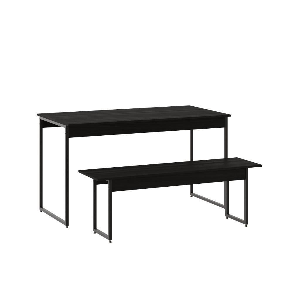 Mesa De Jantar Com 1 Banco Estilo Industrial Tub  Preto ônix / Est.preta - 1