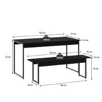 Mesa De Jantar Com 1 Banco Estilo Industrial Tub  Preto ônix / Est.preta