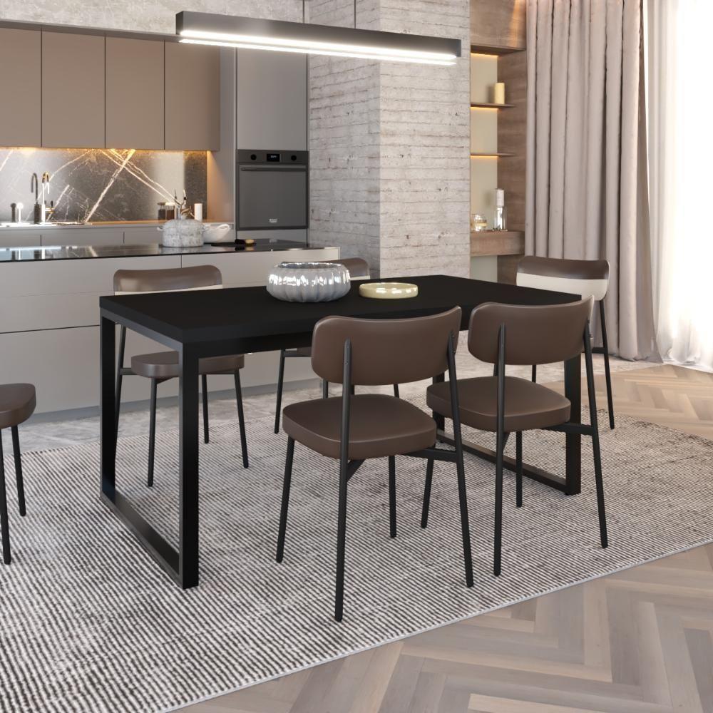 Mesa De Jantar Yon 160 X 90 X 76 Cm Preto Tx/est.preta Preto Tx/est.preta - 2