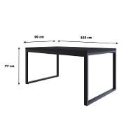 Mesa De Jantar Yon 160 X 90 X 76 Cm Preto Tx/est.preta Preto Tx/est.preta - 6