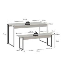Mesa De Jantar Com 1 Banco Estilo Industrial Tub  Branco Chess / Est.preta