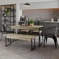 Mesa De Jantar Com 1 Banco Estilo Industrial Tub  Carvalho / Est.preta - 2