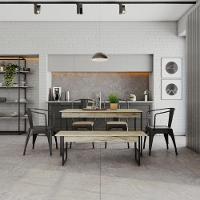 Mesa De Jantar Com 1 Banco Estilo Industrial Tub  Carvalho / Est.preta - 3