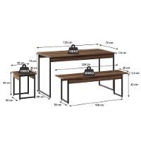 Mesa De Jantar Com 2 Bancos E 2 Banquetas Industrial Tub Nogal / Est.preta - 5