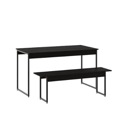 Mesa De Jantar Com 1 Banco Estilo Industrial Tub  Preto ônix / Est.preta