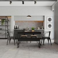 Mesa De Jantar Com 1 Banco Estilo Industrial Tub  Preto ônix / Est.preta - 3