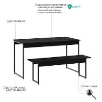 Mesa De Jantar Com 1 Banco Estilo Industrial Tub  Preto ônix / Est.preta - 5