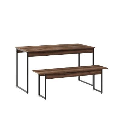 Mesa De Jantar Com 1 Banco Estilo Industrial Tub  Nogal / Est.preta