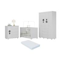 Quarto Infantil Completo Com Berço 3 Em 1 Com Colchão Incluso Multimóveis Mp4384 Branco - 1
