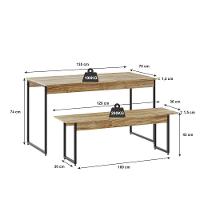 Mesa De Jantar Com 2 Bancos Estilo Industrial Tub  Carvalho / Est.preta