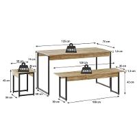 Mesa De Jantar Com 2 Bancos E 2 Banquetas Industrial Tub Carvalho / Est.preta
