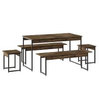 Mesa De Jantar Com 2 Bancos E 2 Banquetas Industrial Tub Carvalho Dark / Est.preta - 1