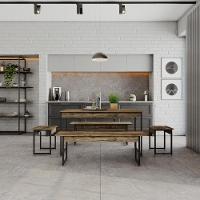 Mesa De Jantar Com 2 Bancos E 2 Banquetas Industrial Tub Carvalho Dark / Est.preta - 3