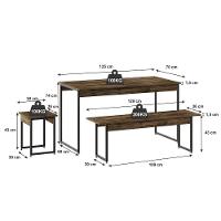 Mesa De Jantar Com 2 Bancos E 2 Banquetas Industrial Tub Carvalho Dark / Est.preta