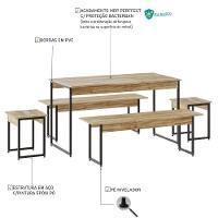 Mesa De Jantar Com 2 Bancos E 2 Banquetas Industrial Tub Carvalho / Est.preta - 5