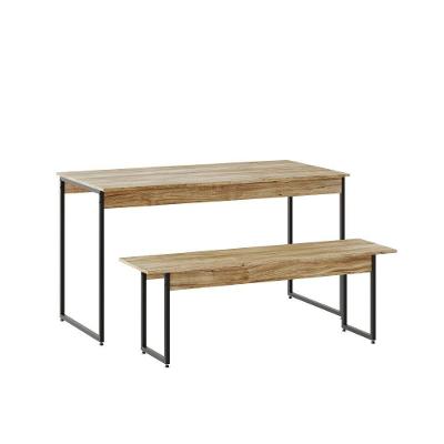 Mesa De Jantar Com 1 Banco Estilo Industrial Tub  Carvalho / Est.preta