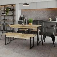 Mesa De Jantar Com 1 Banco Estilo Industrial Tub  Carvalho / Est.preta - 2