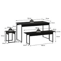 Mesa De Jantar Com 2 Bancos E 2 Banquetas Industrial Tub Preto ônix / Est.preta
