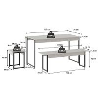 Mesa De Jantar Com 2 Bancos E 2 Banquetas Industrial Tub Branco Chess / Est.preta